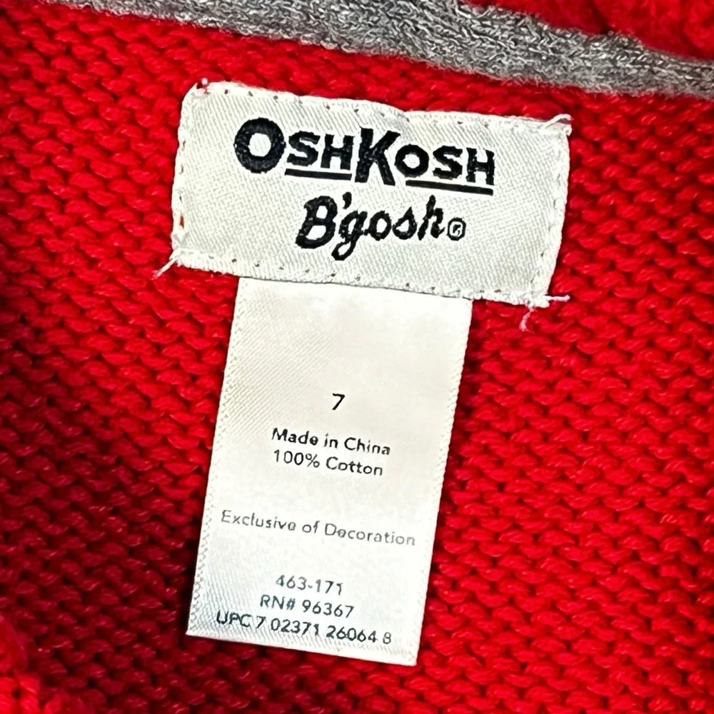 OshKosh B'gosh Boys Red‎ Winter Knit Train Holiday Christmas Sweater Size 7